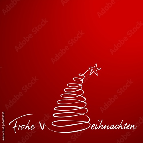 Frohe Weihnachten - Weihnachtsbaum mit Schriftzug - rot wei   - Grafik Vektor