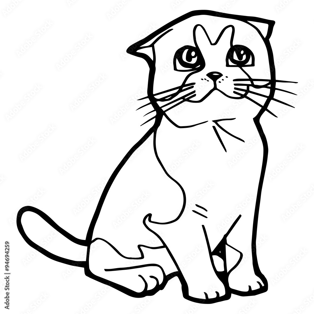 Obraz premium cartoon Cat Coloring Page for kid isolated on white