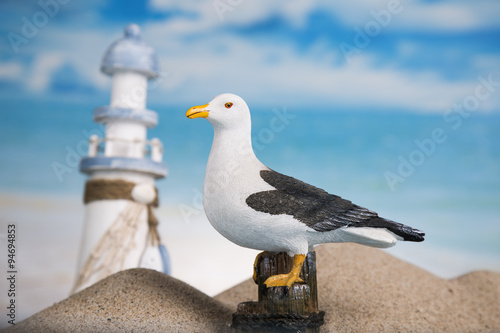 Holiday by the sea, gull, lantern, ship
 photo