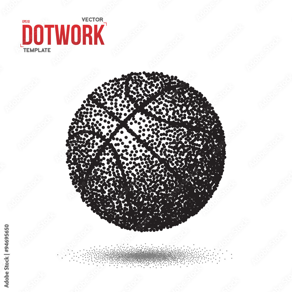 Dotwork Basketball Sport Ball Vector Icon made in Halftone Style Dotwork Basketball Sport Ball Vector Icon made in Halftone Style