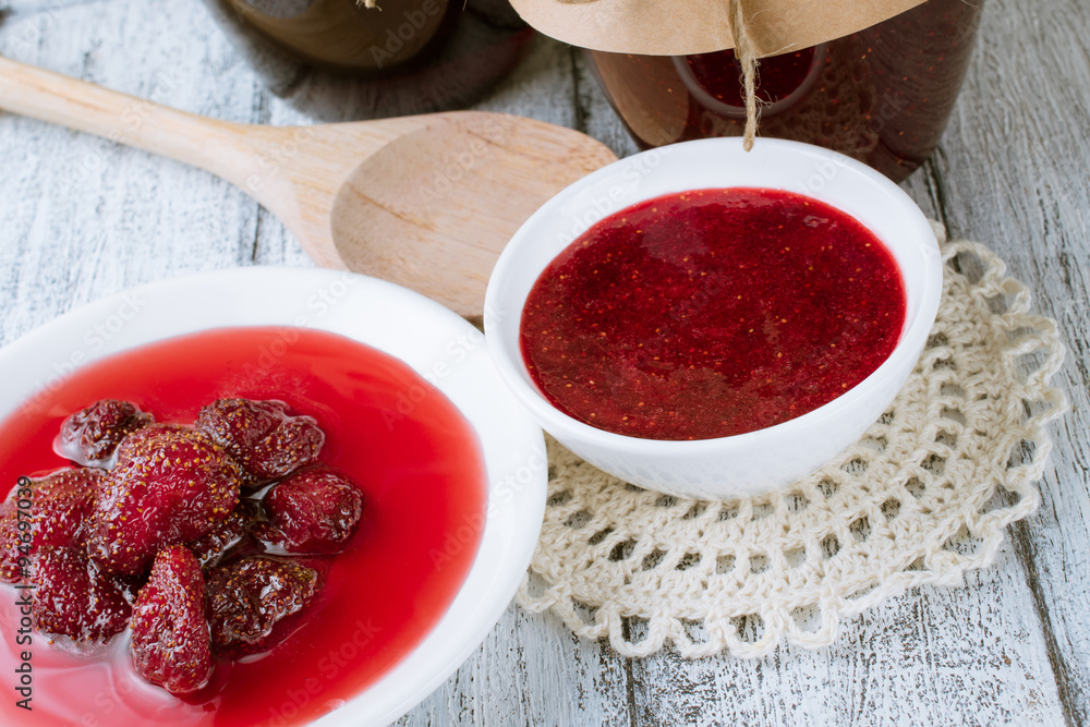 Canned strawberry jam Stock Photo Adobe Stock