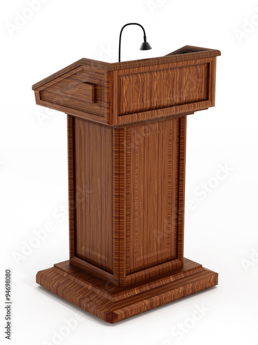  Isolated wooden lectern photo