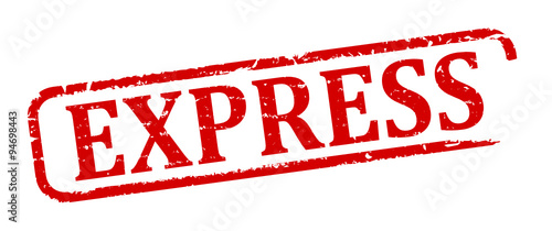 Scratched red oval stamp with the words - Express - Illustration
