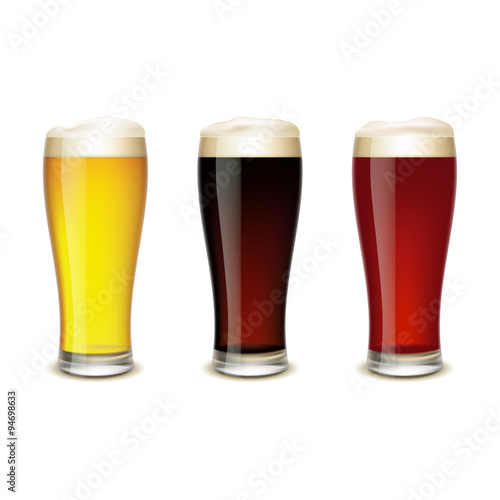 Set of glasses with beer