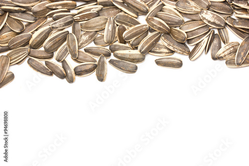 Fotografie Sunflower seeds with text space.