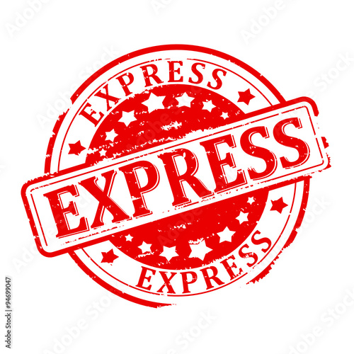 Scratched red round stamp with the words - Express - Illustration
