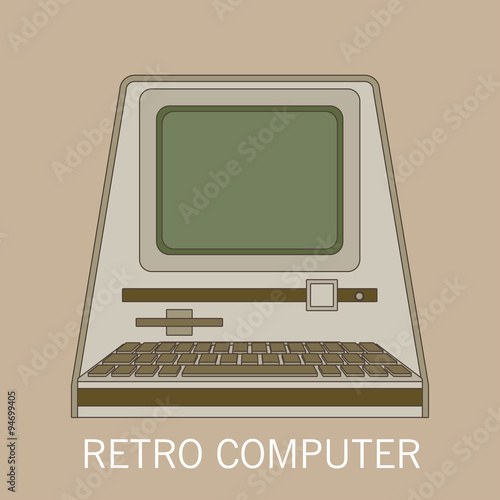 retro computer flat vector
