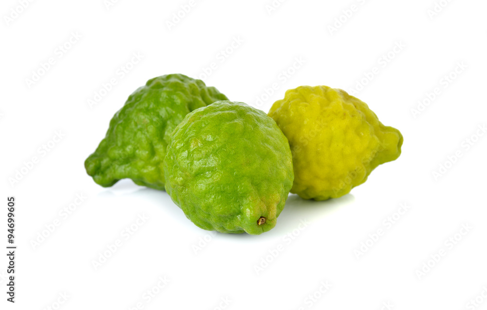 whole fresh bergamot or Leech Lime on white background whole fresh bergamot or Leech Lime on white background