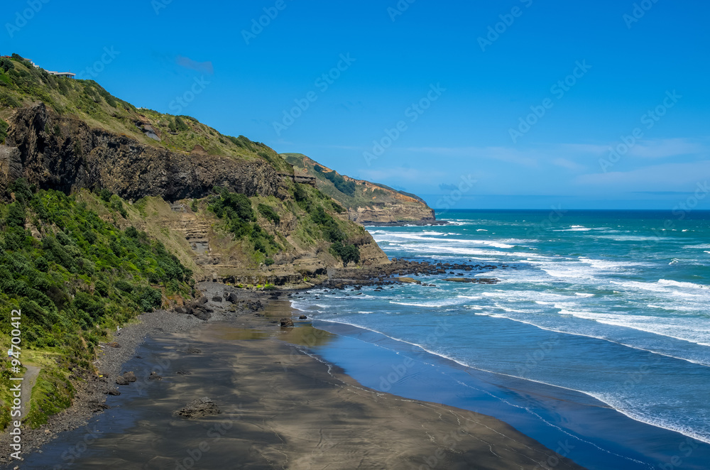 Obraz premium Maori Bay in Muriwai Regional Park,it is on the West Coast of the North Island in Auckland,New Zealand