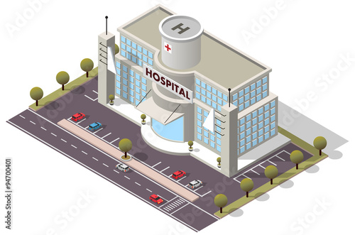 Vector isometric Hospital Building
