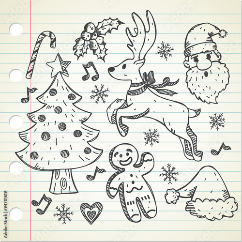 set of Christmas doodle