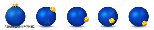Obraz na płótnie Vektor Weihnachtskugeln in blau - verschiedenen Perspektiven - Isoliert auf weißem Hintergrund - Jede Kugel ist gruppiert und mit weißer Hintergrund-Ebene - Set, Sammlung, Kollektion, Gruppierung w salonie