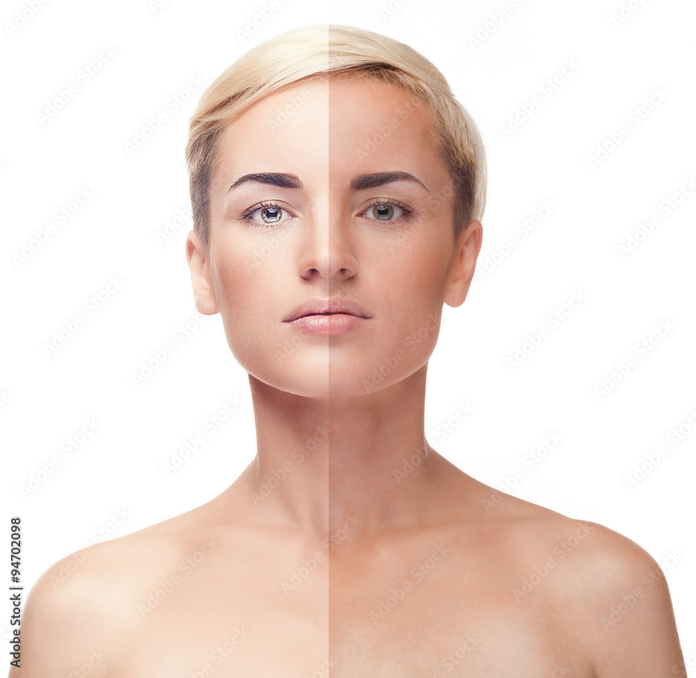 Before after concept of make up usage Before after concept of make up usage