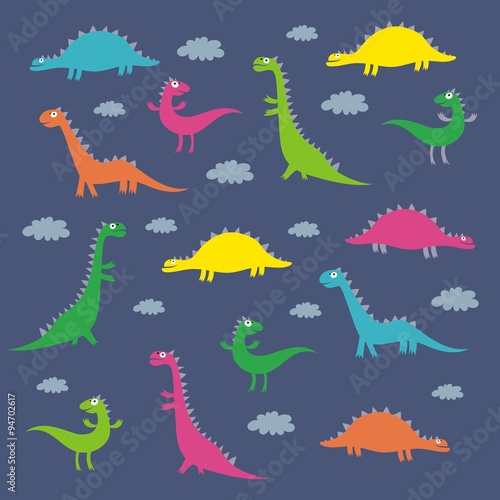 Funny dinosaur vector pattern design