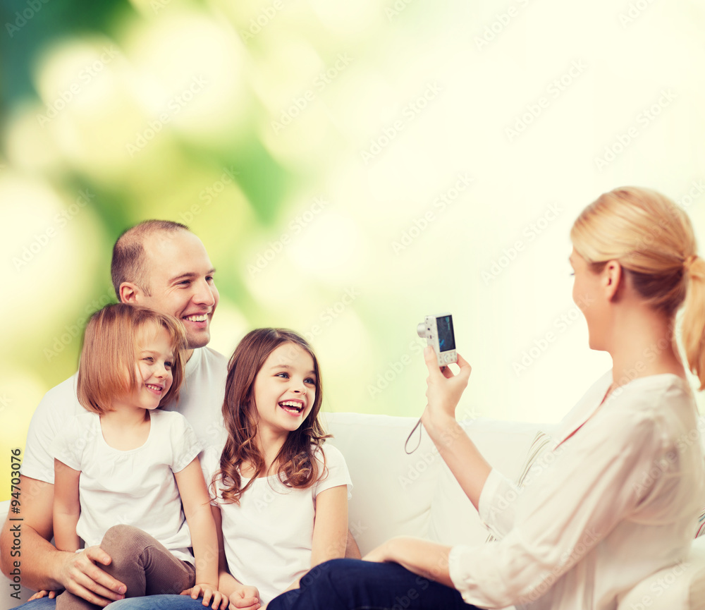 happy family with camera at home happy family with camera at home