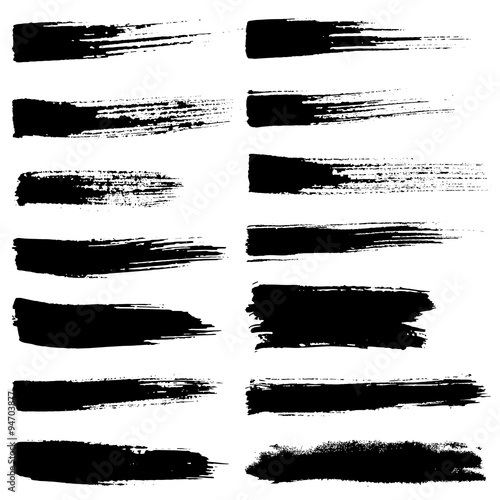 Set of vector hadnpainted brush strokes.