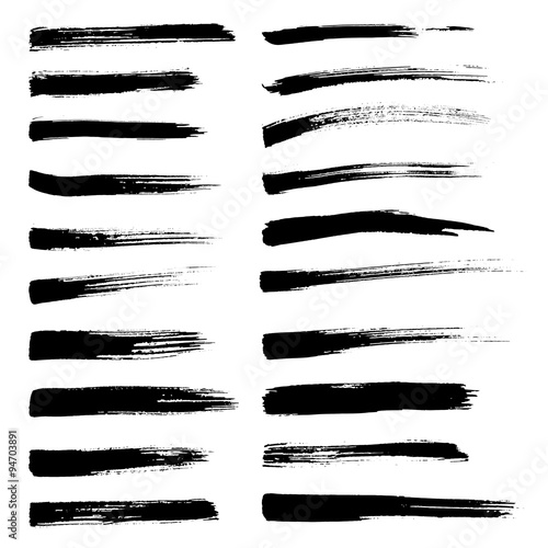 Set of vector hadnpainted brush strokes.