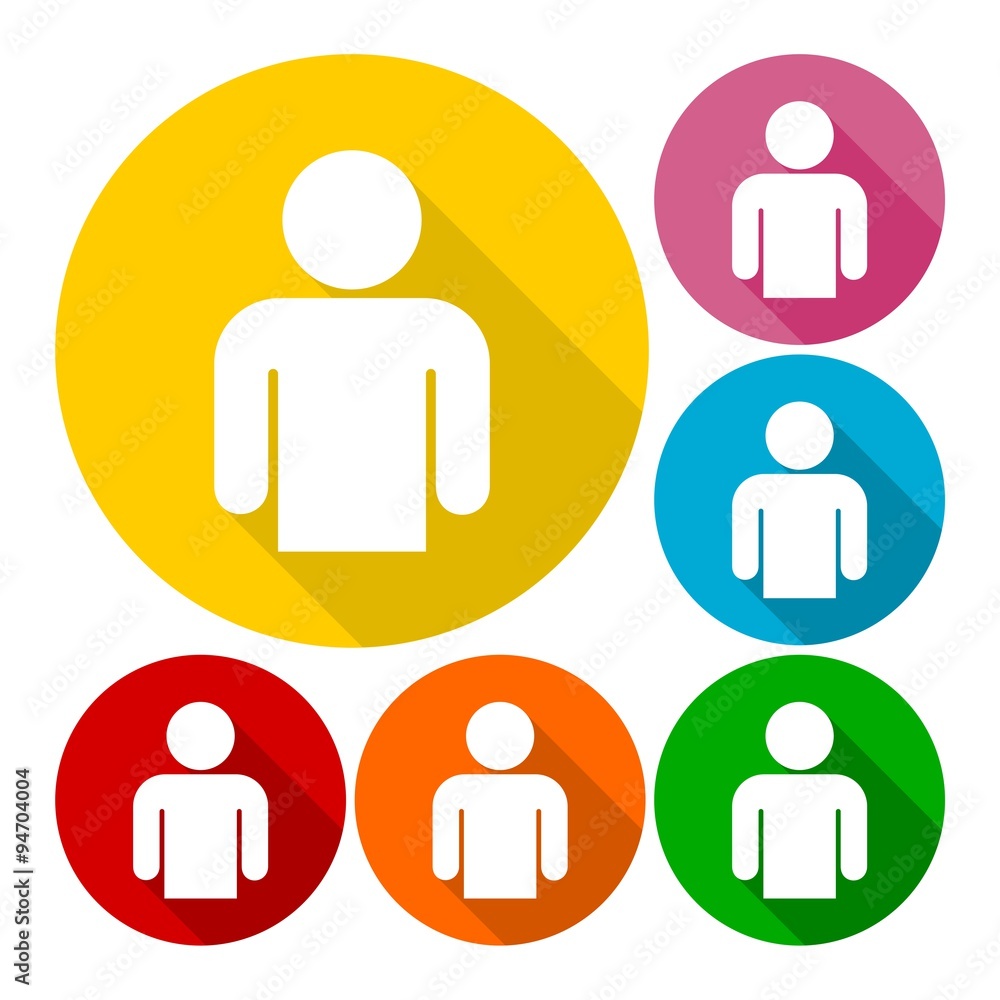 User sign icon, Person symbol set with long shadow User sign icon, Person symbol set with long shadow