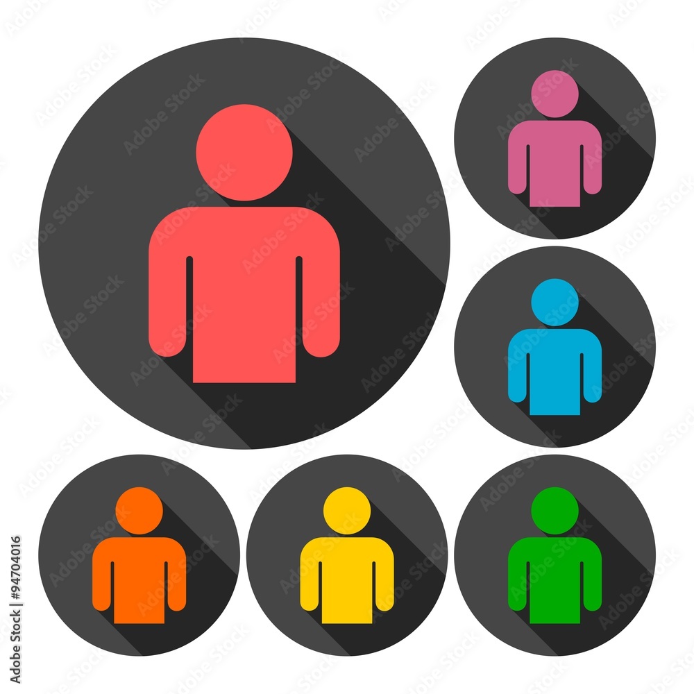 User sign icon, Person symbol set with long shadow User sign icon, Person symbol set with long shadow
