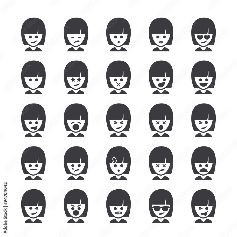 Set of different smileys vector, woman faces. Emoji icons representing lots of reactions, personalities and emotions
Set of different smileys vector, woman faces. Emoji icons representing lots of reactions, personalities and emotions
