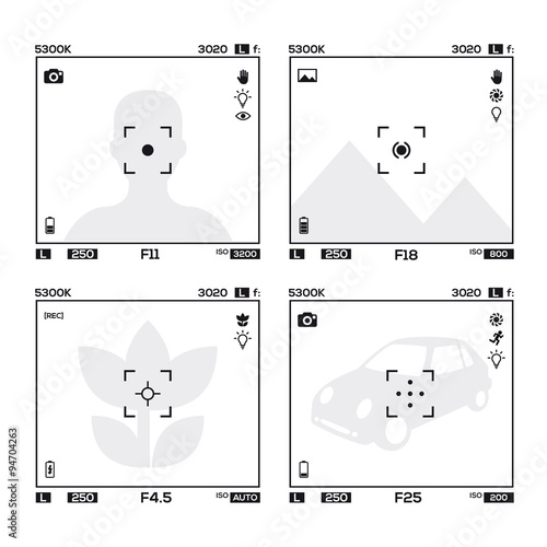 4 different cameras viewfinder display