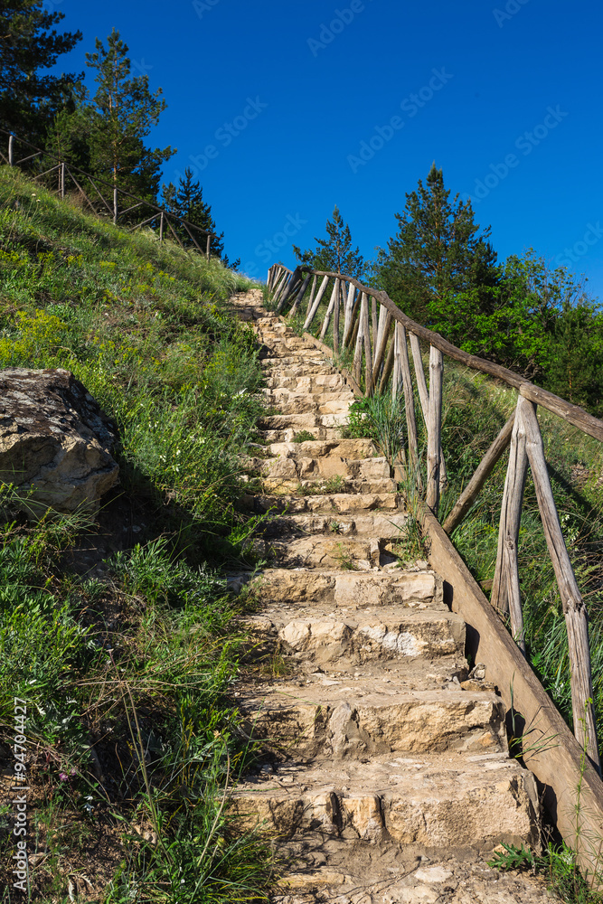 old stone stairs on a hill