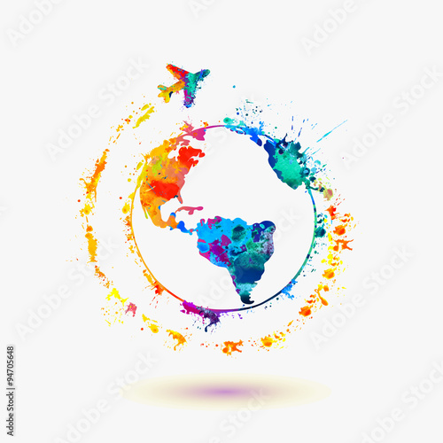 Earth icon. Around the World travel