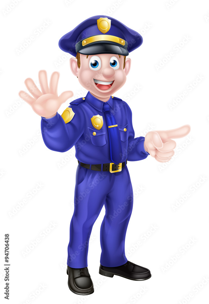 Cartoon Policeman Pointing