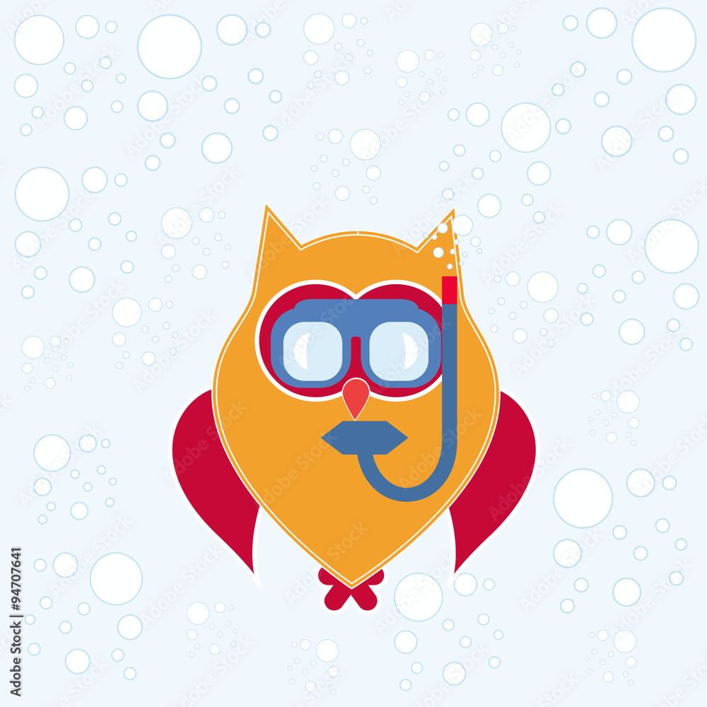 owl underwater diving vector owl underwater diving vector