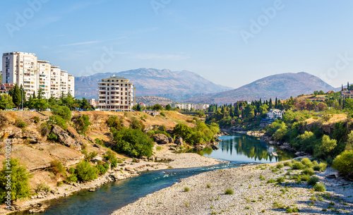 View of Podgorica with the Moraca river - Montenegro photo