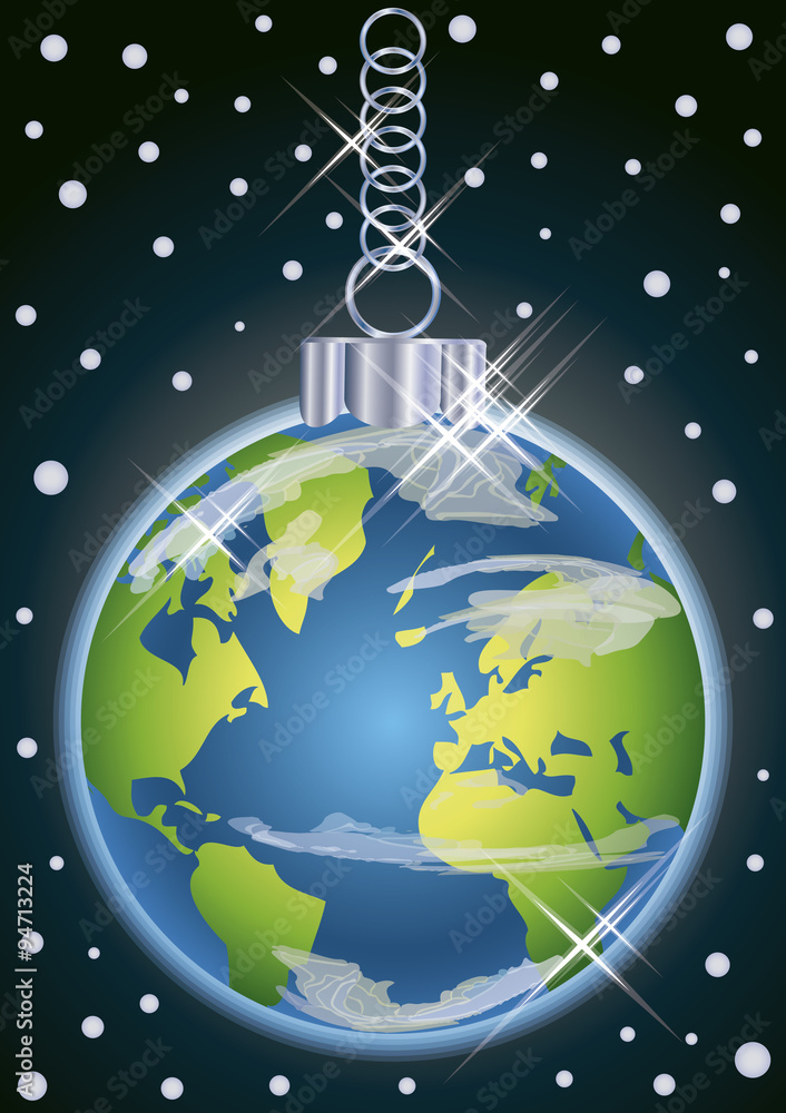 Fototapeta premium Christmas earth ball, vector illustration