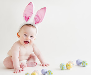 Baby with bunny ears