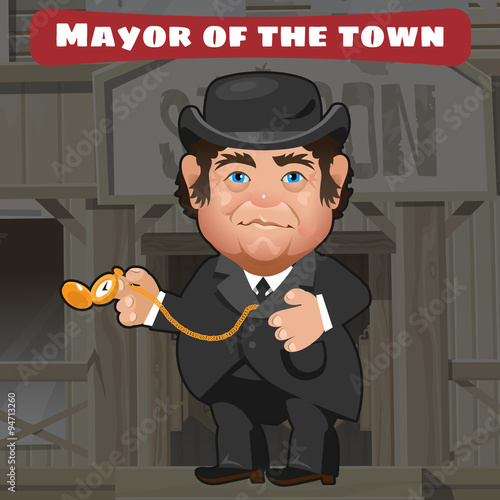 Cartoon character in Wild West - mayor in the town