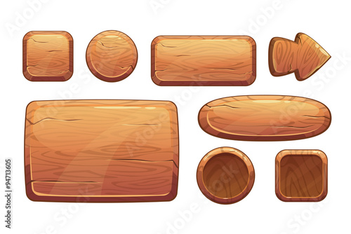 Cartoon wooden game assets