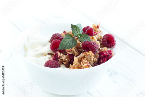 Healthy snack - with sour cream and granola