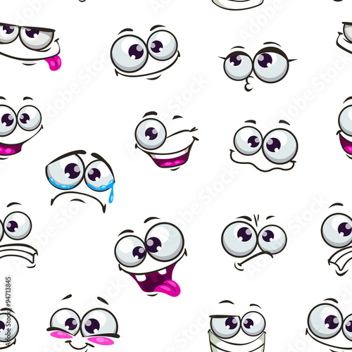 Seamless pattern with funny cartoon emoticons