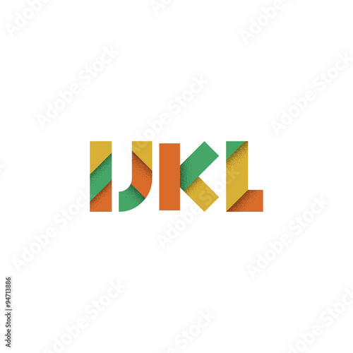 I J K L - Abstract Flat Alphabet from Geometric Shapes with Grun