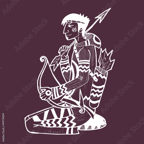 Cartoon vector Native American Indian.