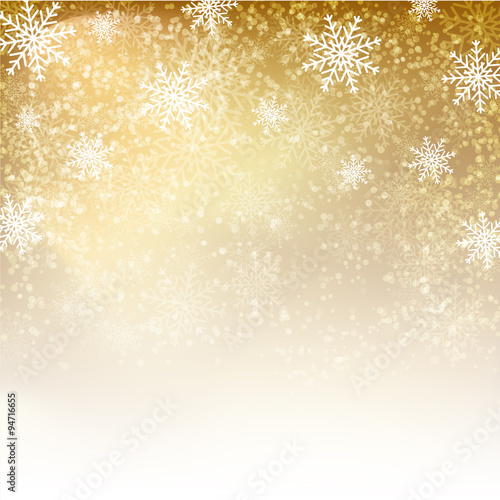 Gold background with  snowflakes.