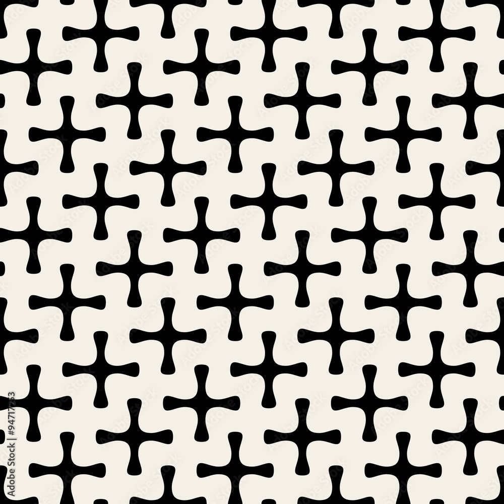 Vector Seamless Geometric Simple Rounded Plus Cross Shape Pattern