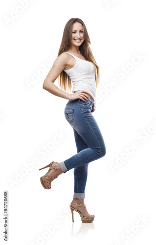 pretty girl posing isolated on a white background