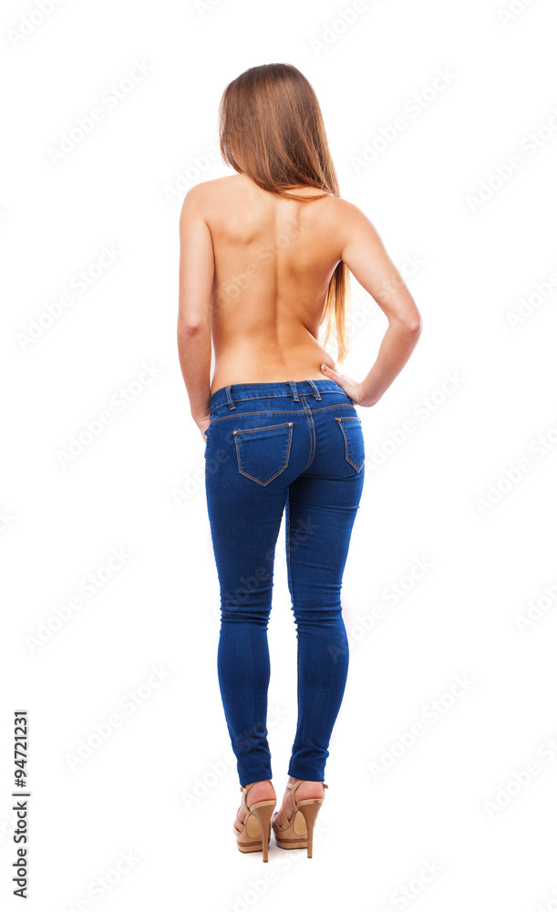 portrait of a pretty girl without shirt over white background portrait of a pretty girl without shirt over white background