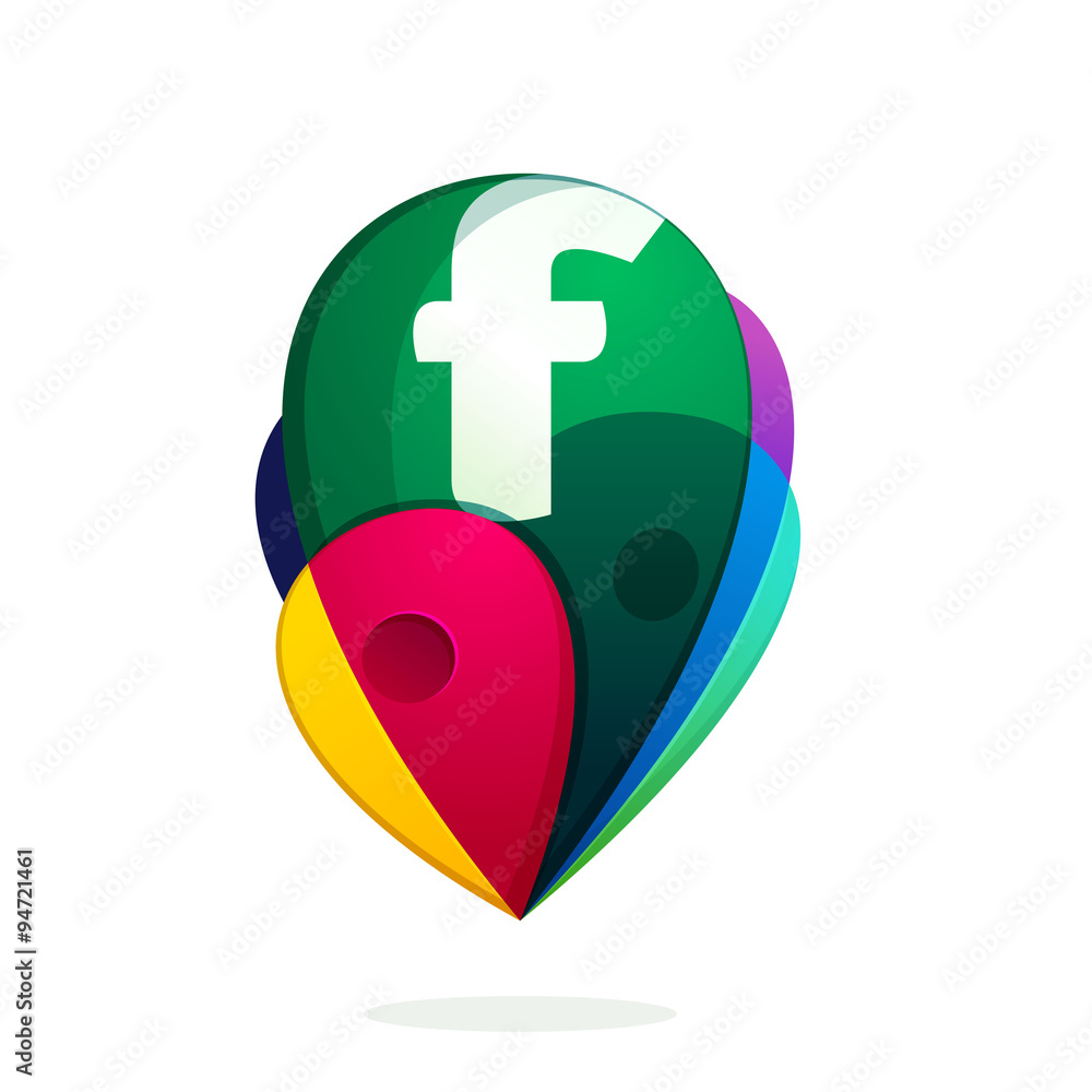 Obraz premium F letter with map tag.