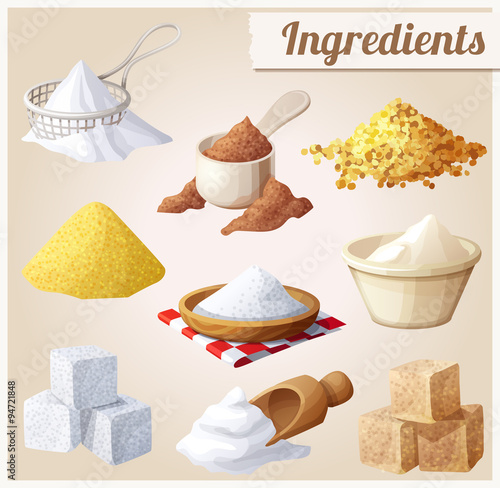 Set of food icons. Ingredients for cooking