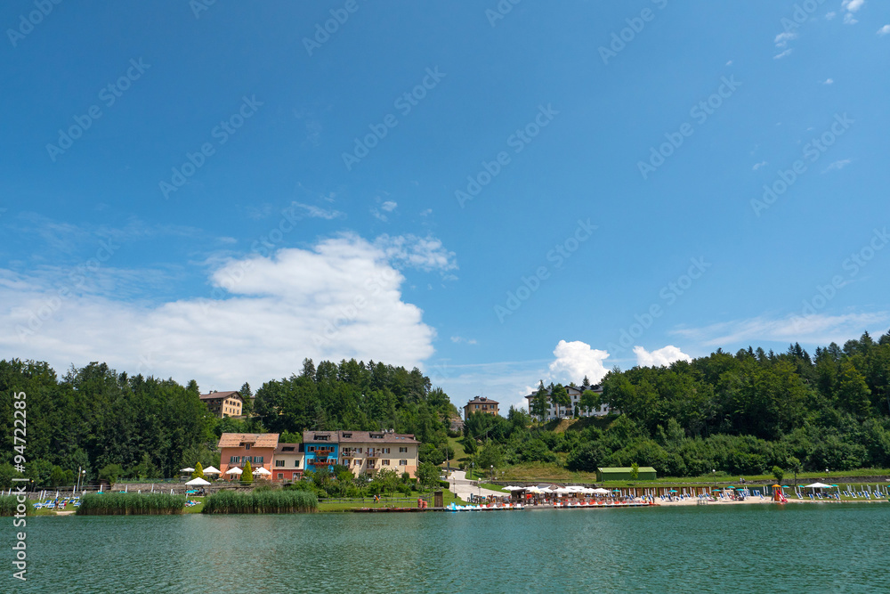 Lavarone Lake on a sunny day. Trentino, Italy. Lavarone Lake on a sunny day. Trentino, Italy.