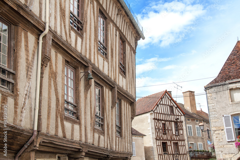 Maisons à colombages, Noyers sur Serein, monument historique, Yonne, Bourgogne, France