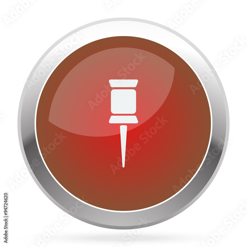 White Pushpin icon on red web app button