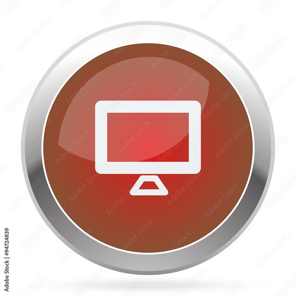 White Computer Screen icon on red web app button White Computer Screen icon on red web app button