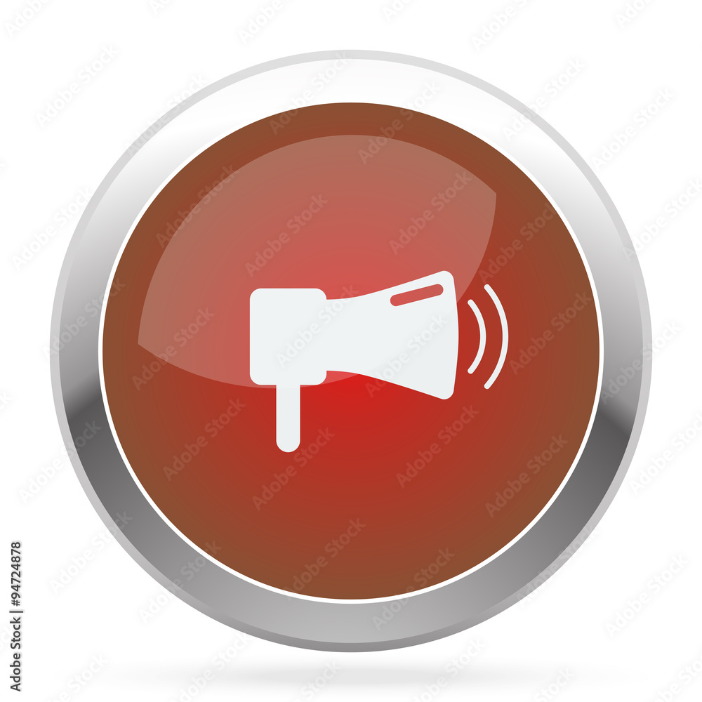 White Megaphone icon on red web app button White Megaphone icon on red web app button
