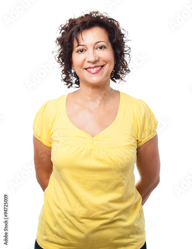 portrait of a pretty mature woman over white